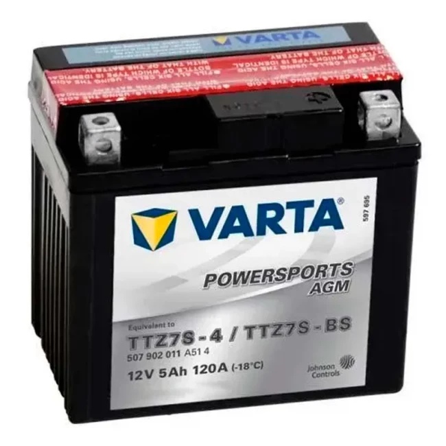 Акумулятор VARTA TTZ7S-BS FUN 12В 5Агод. 120А R+